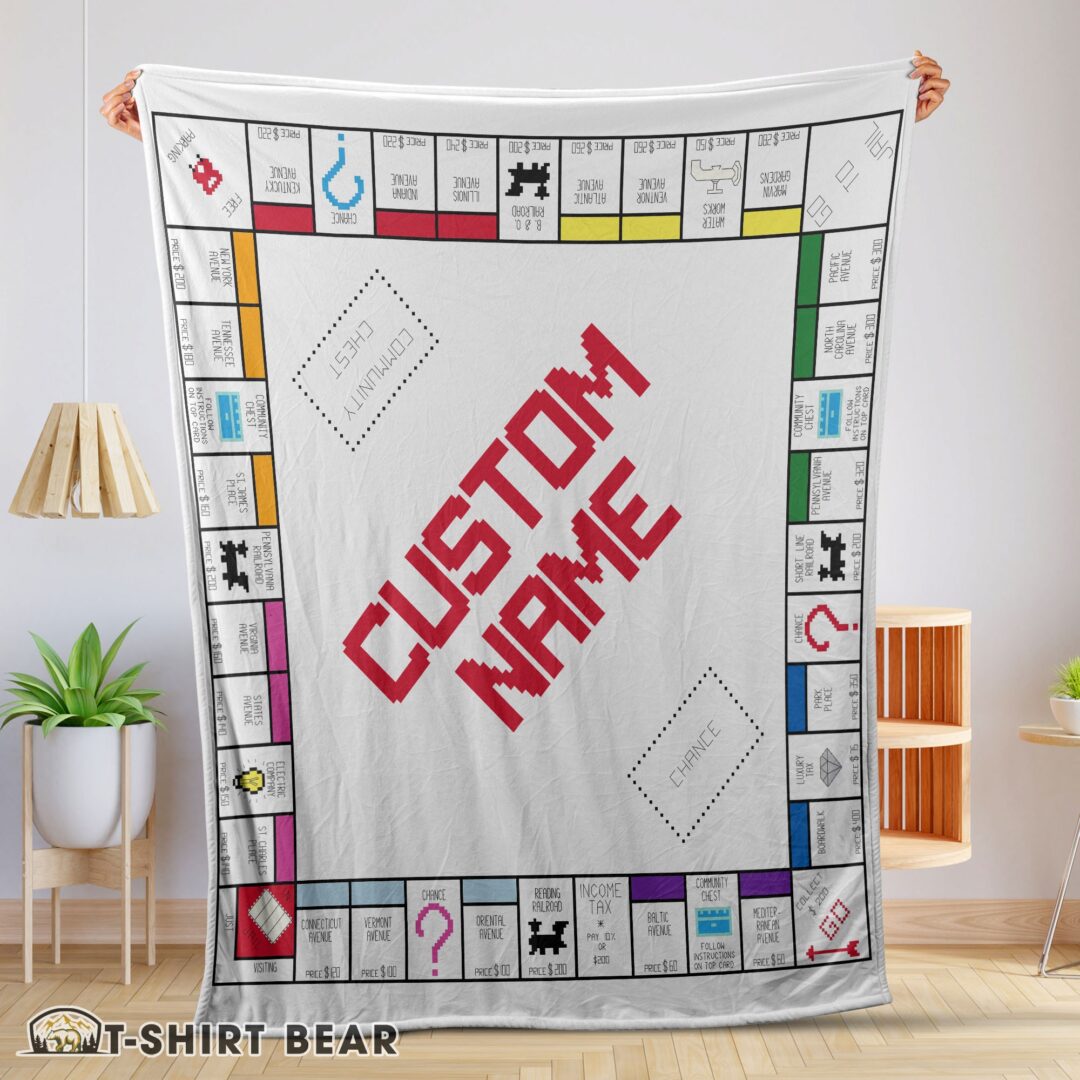 Cute Classic Monopoly Board Game Blanket Fleece Customized Blanket