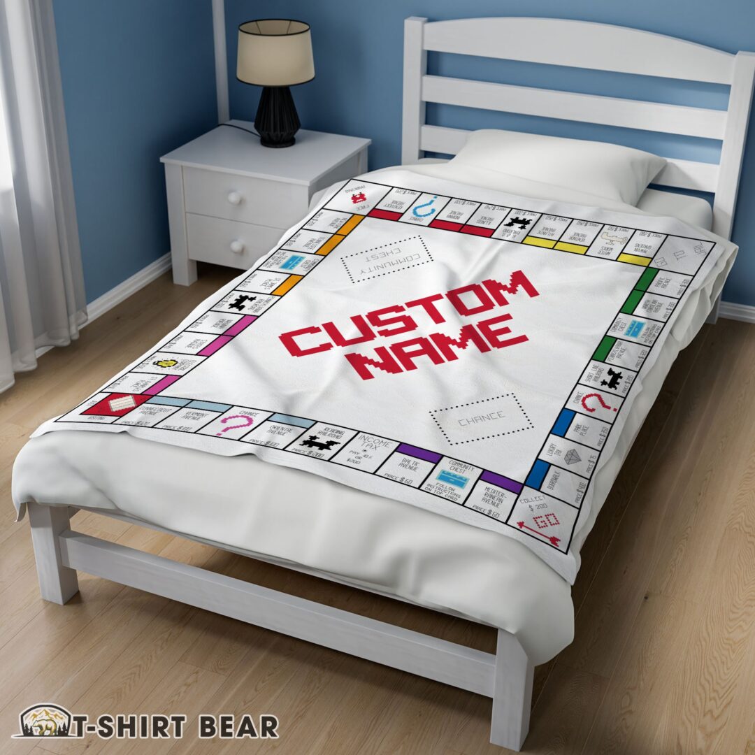 Cute Classic Monopoly Board Game Blanket Fleece Customized Blanket