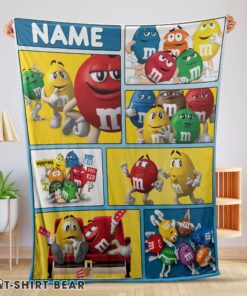 Cute Colorful Candy M&M’s Character Collage Blanket Fleece Customized Blanket
