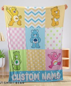 Cute Colorful Care Bears Patchwork Blanket Fleece Customized Blanket