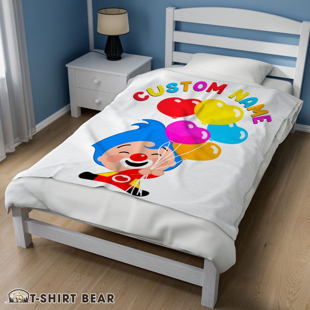 Cute Colorful Plim Plim Cheerful Clown Balloons Blanket Fleece Customized Blanket-mk-02