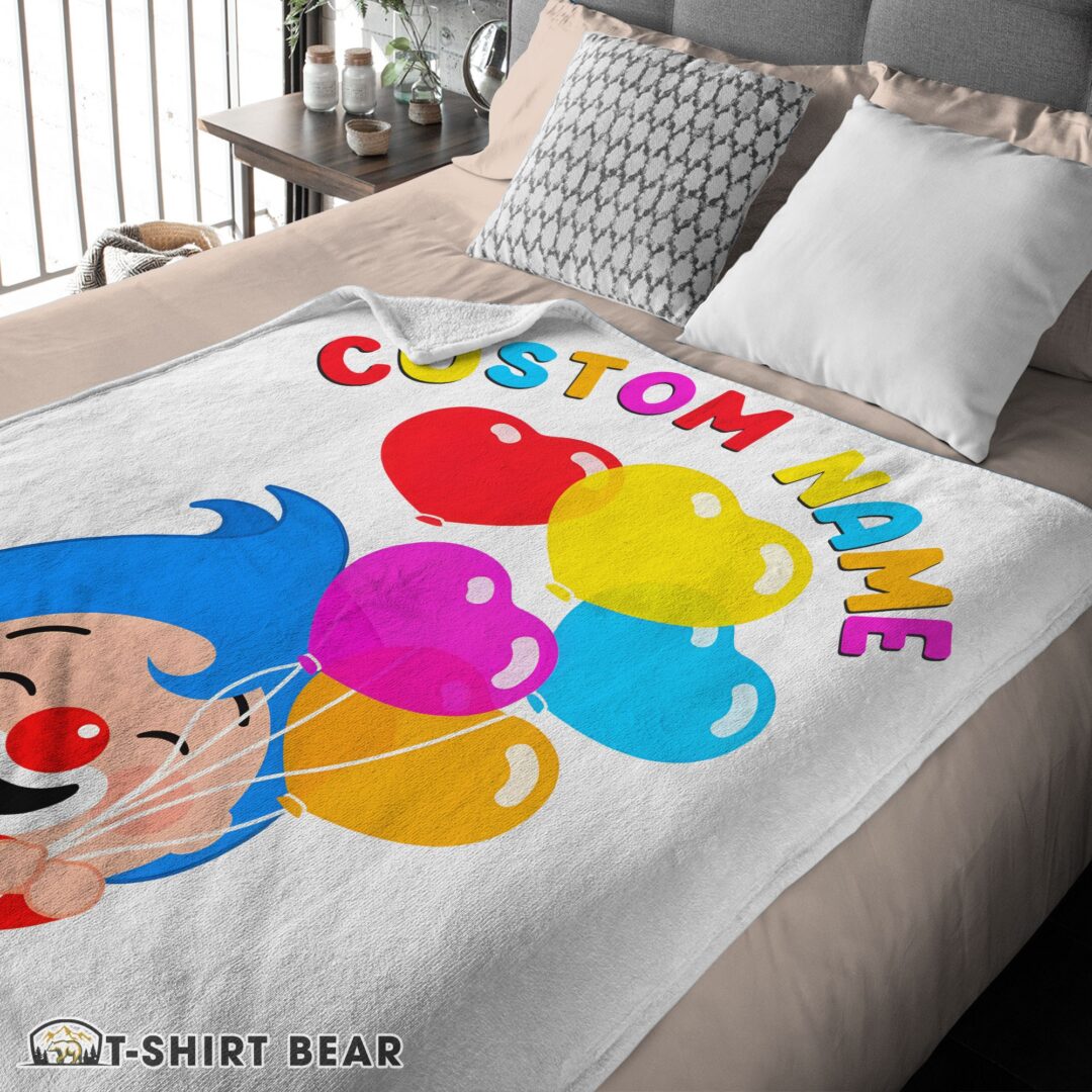 Cute Colorful Plim Plim Cheerful Clown Balloons Blanket Fleece Customized Blanket-mk-03
