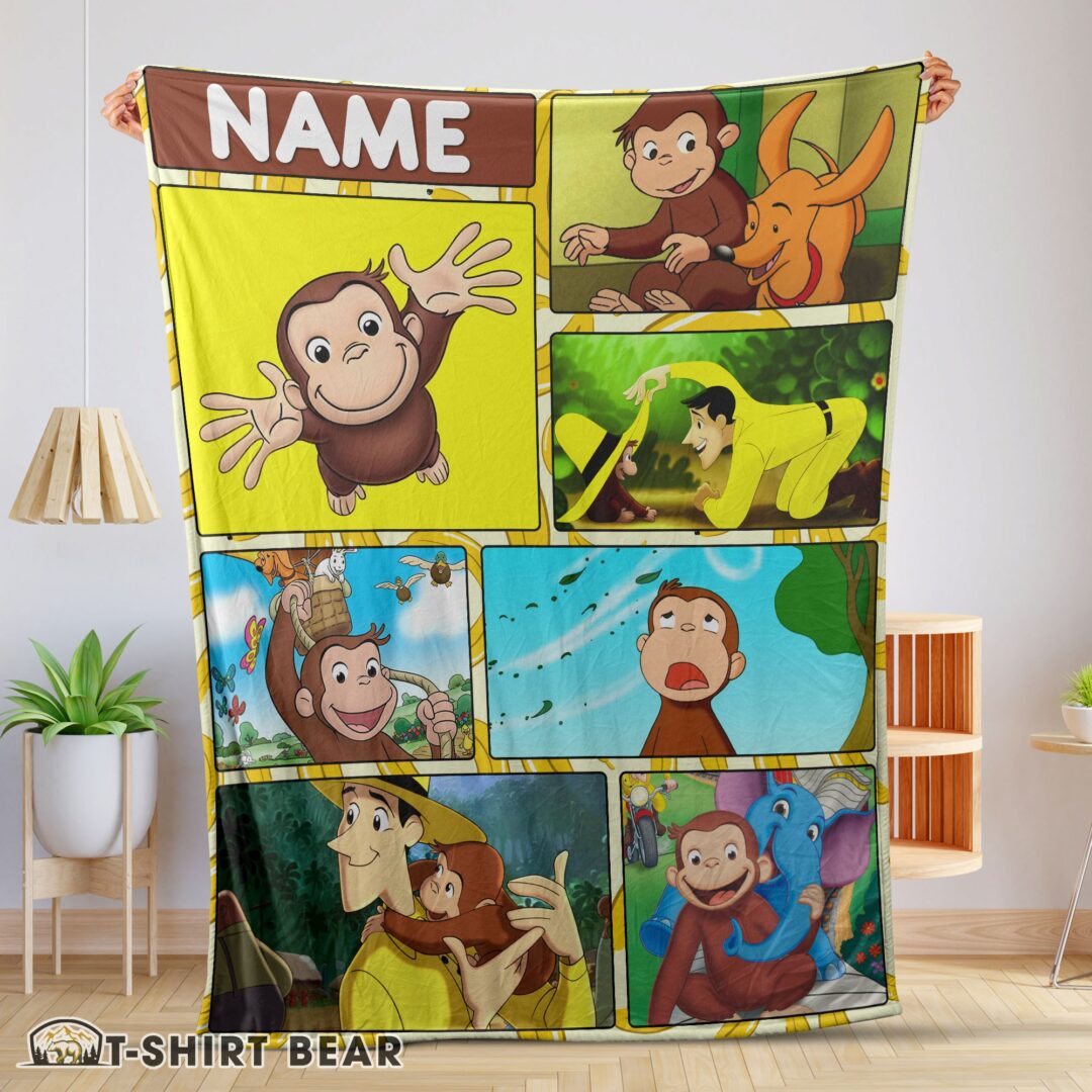 Cute Curious George Ted Shackleford Blanket Fleece Customized Blanket