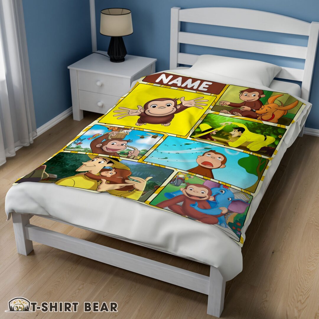 Cute Curious George Ted Shackleford Blanket Fleece Customized Blanket
