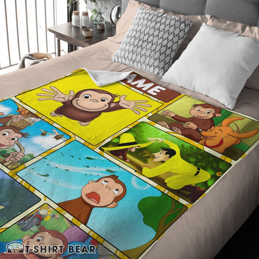 Cute Curious George Ted Shackleford Blanket Fleece Customized Blanket