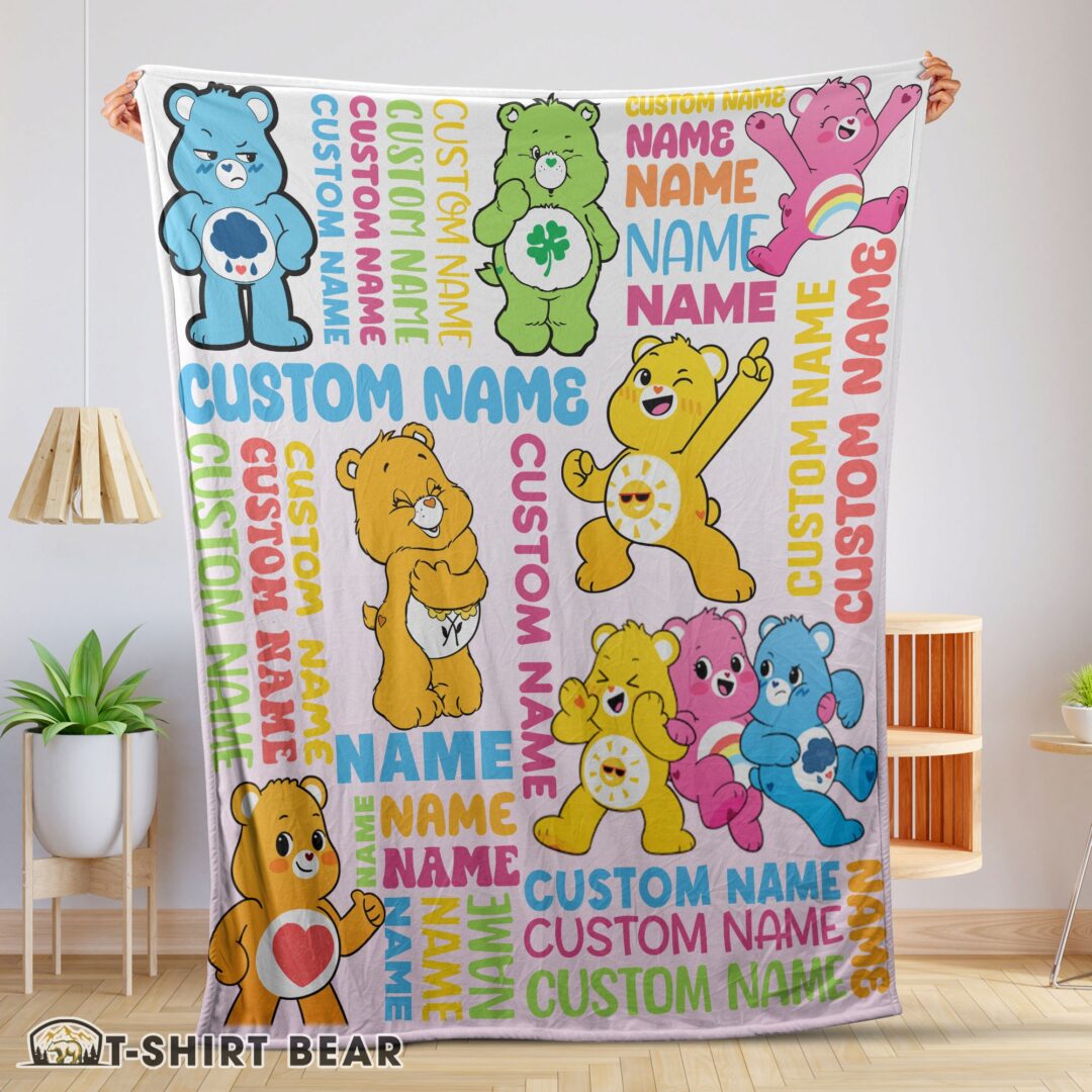 Top Hot Cute Care Bears & Friends Blanket Fleece Customized Blanket