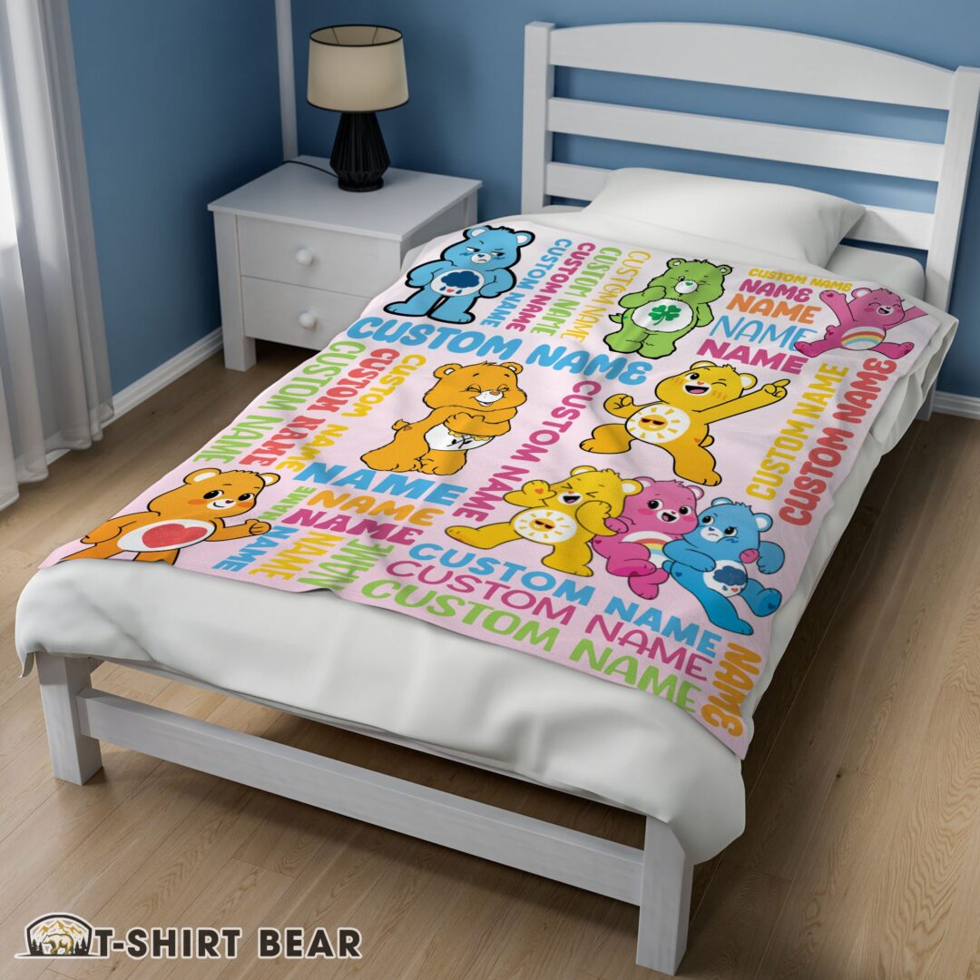 Top Hot Cute Care Bears & Friends Blanket Fleece Customized Blanket