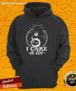 Alt Text: Adorable Cute Death Bear hoodie with I Care A Lot design, perfect for cozy, casual outfits and unique fashion lovers.