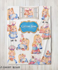 Cute Disney Alice Baking Alice In Wonderland Cake Blanket Fleece Customized Blanket