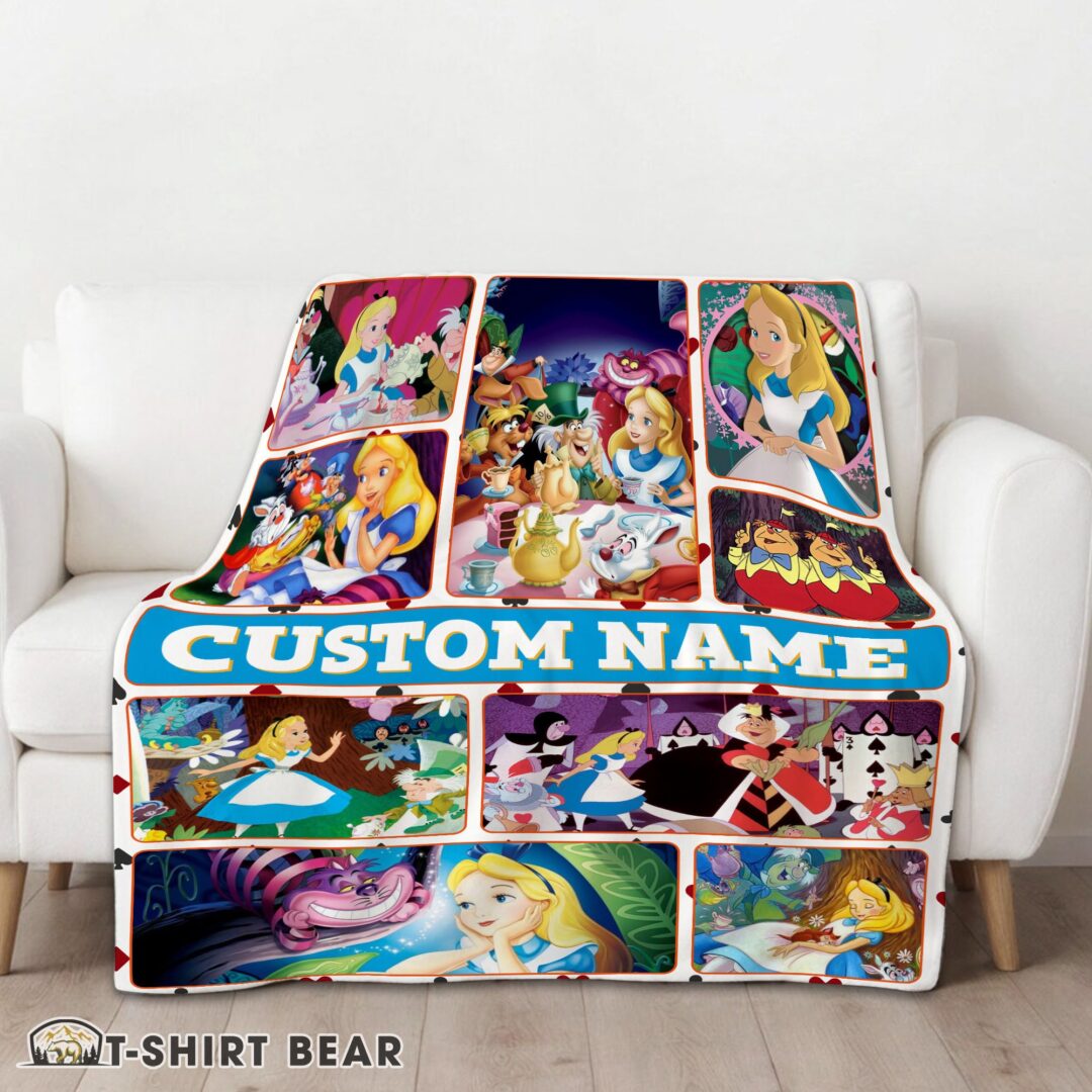 Cute Disney Alice In Wonderland Adventure Collage Blanket Fleece Customized Blanket-mk-01