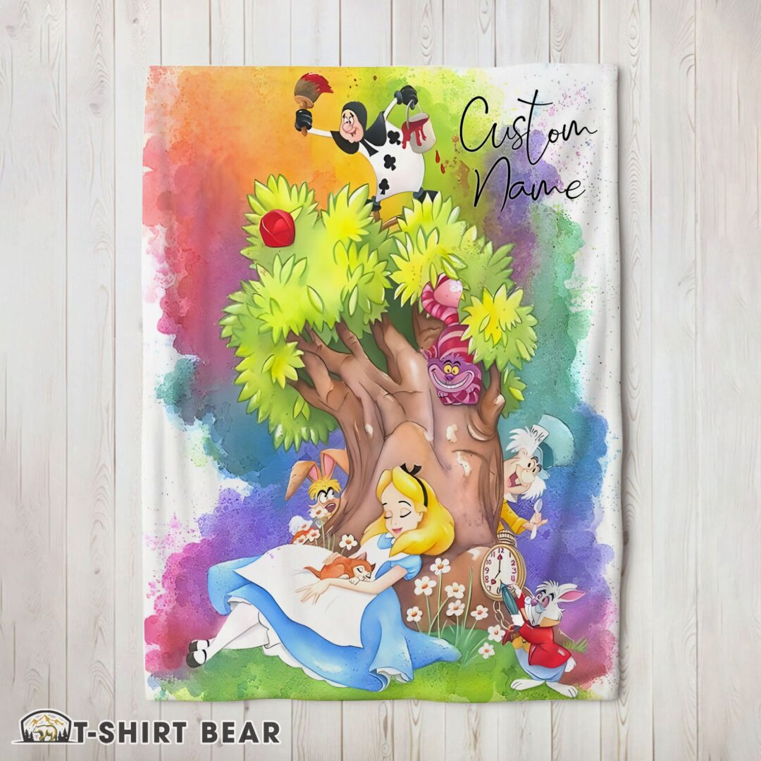 Cute Disney Alice In Wonderland Dreaming Blanket Fleece Customized Blanket
