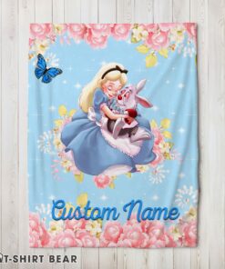 Cute Disney Alice & The White Rabbit Alice In Wonderland Blanket Fleece Customized Blanket