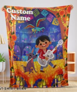 Cute Disney Cartoon COCO Boy With Guitar Cute Blanket Fleece Customized Blanket