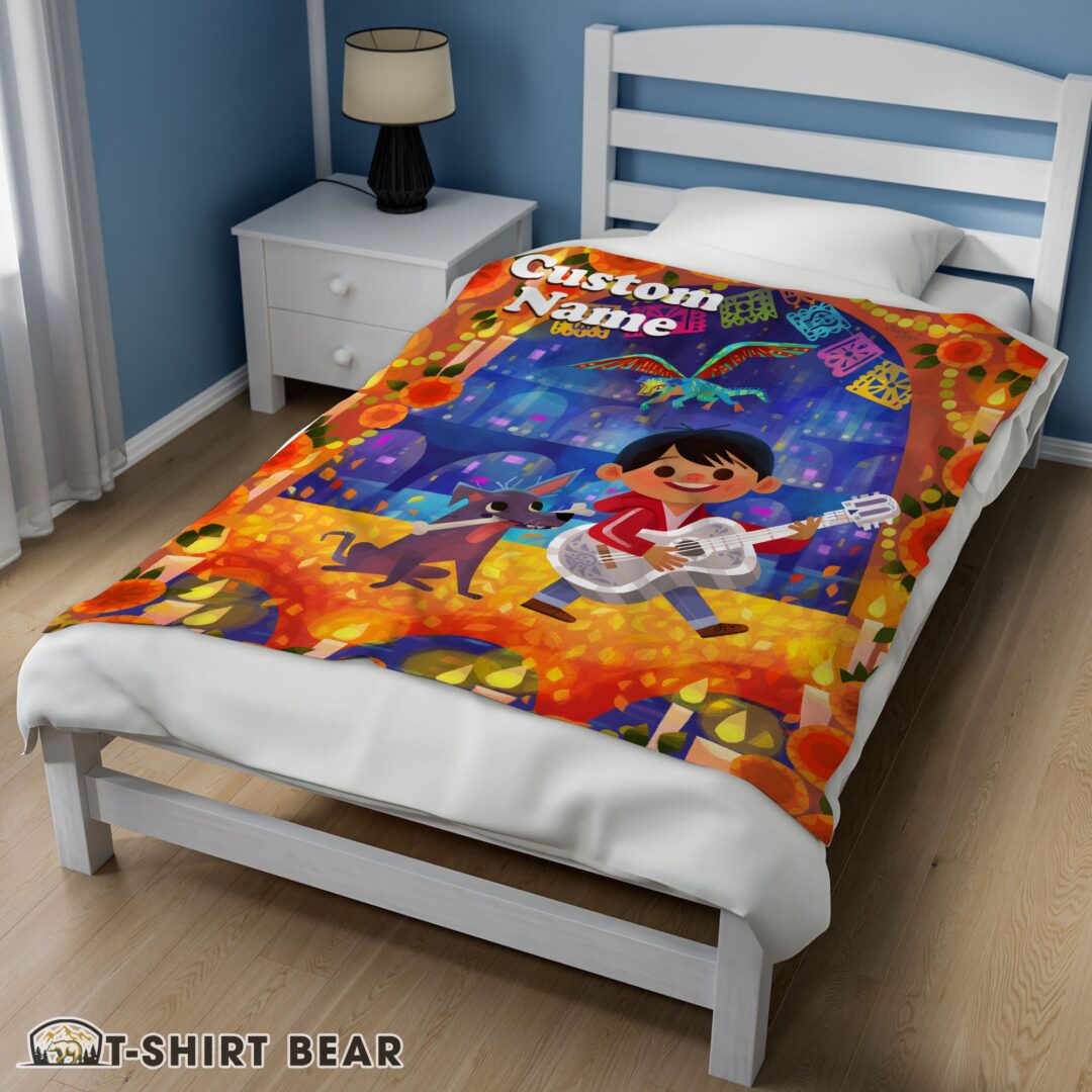 Cute Disney Cartoon COCO Boy With Guitar Cute Blanket Fleece Customized Blanket