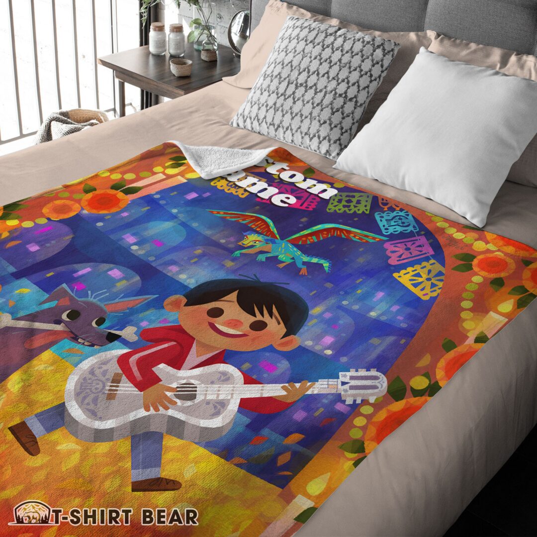 Cute Disney Cartoon COCO Boy With Guitar Cute Blanket Fleece Customized Blanket