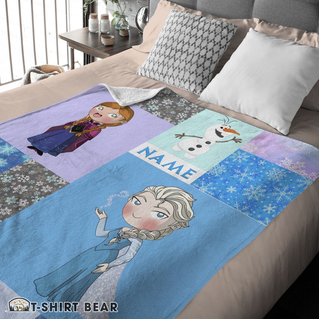 Cute Disney Cartoon Frozen Elsa Princess Anna Olaf Blanket Fleece Customized Blanket-mk-03