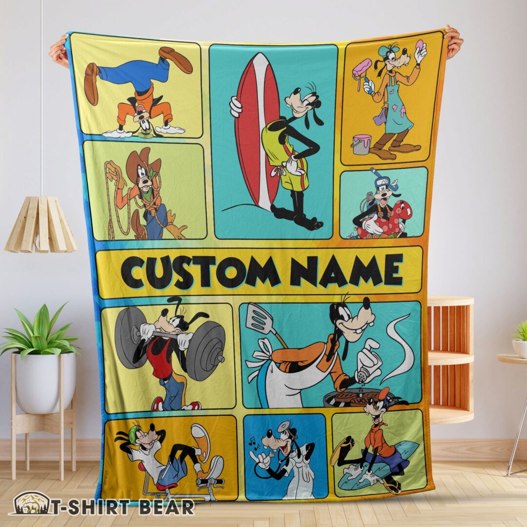 Cute Disney Cartoon Goofy With Friends Blanket Fleece Customized Blanket
