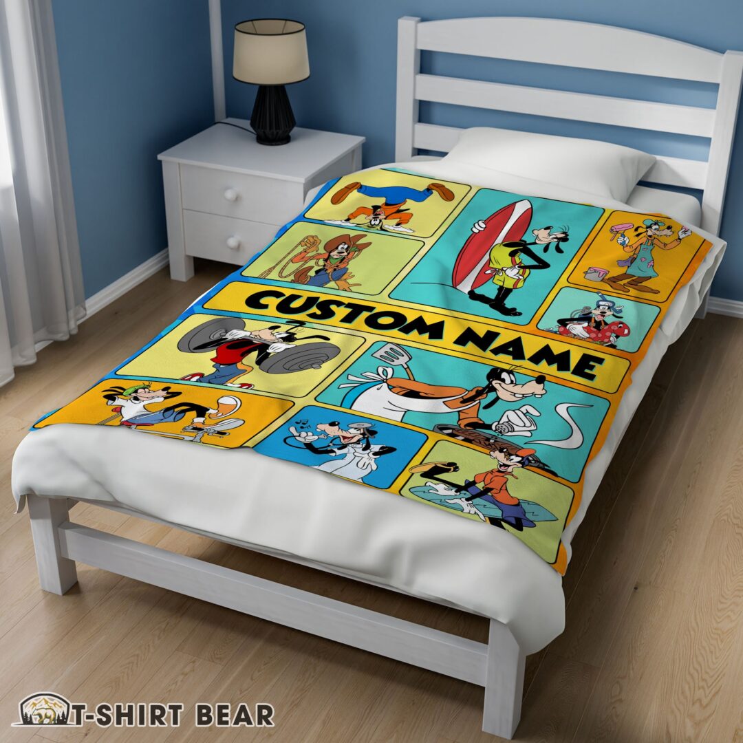 Cute Disney Cartoon Goofy With Friends Blanket Fleece Customized Blanket