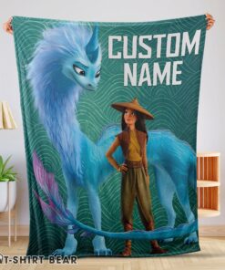 Cute Disney Cartoon Retro Raya And The Last Dragon Blanket Fleece Customized Blanket