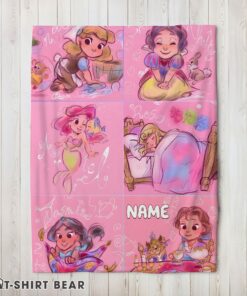 Cute Disney Cute Kids Princess Sketches Blanket Fleece Customized Blanket