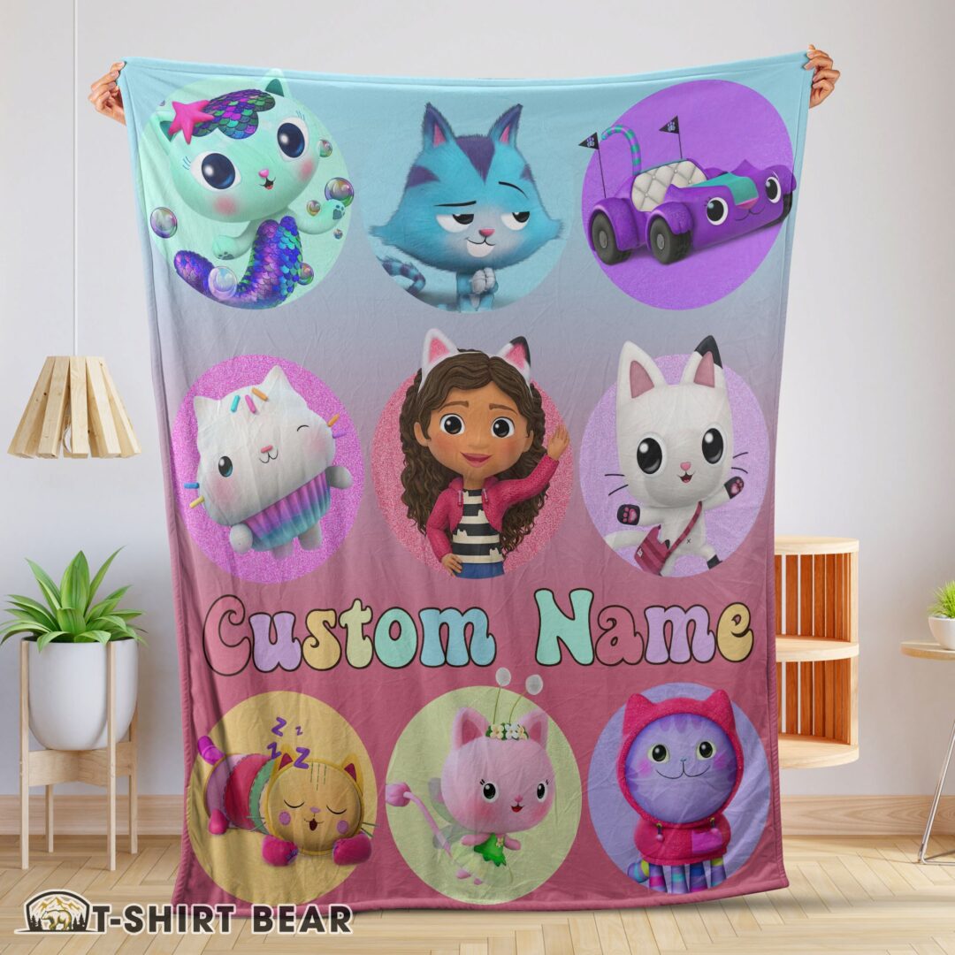 Cute Disney Gabby's Dollhouse Blanket Fleece Customized Blanket