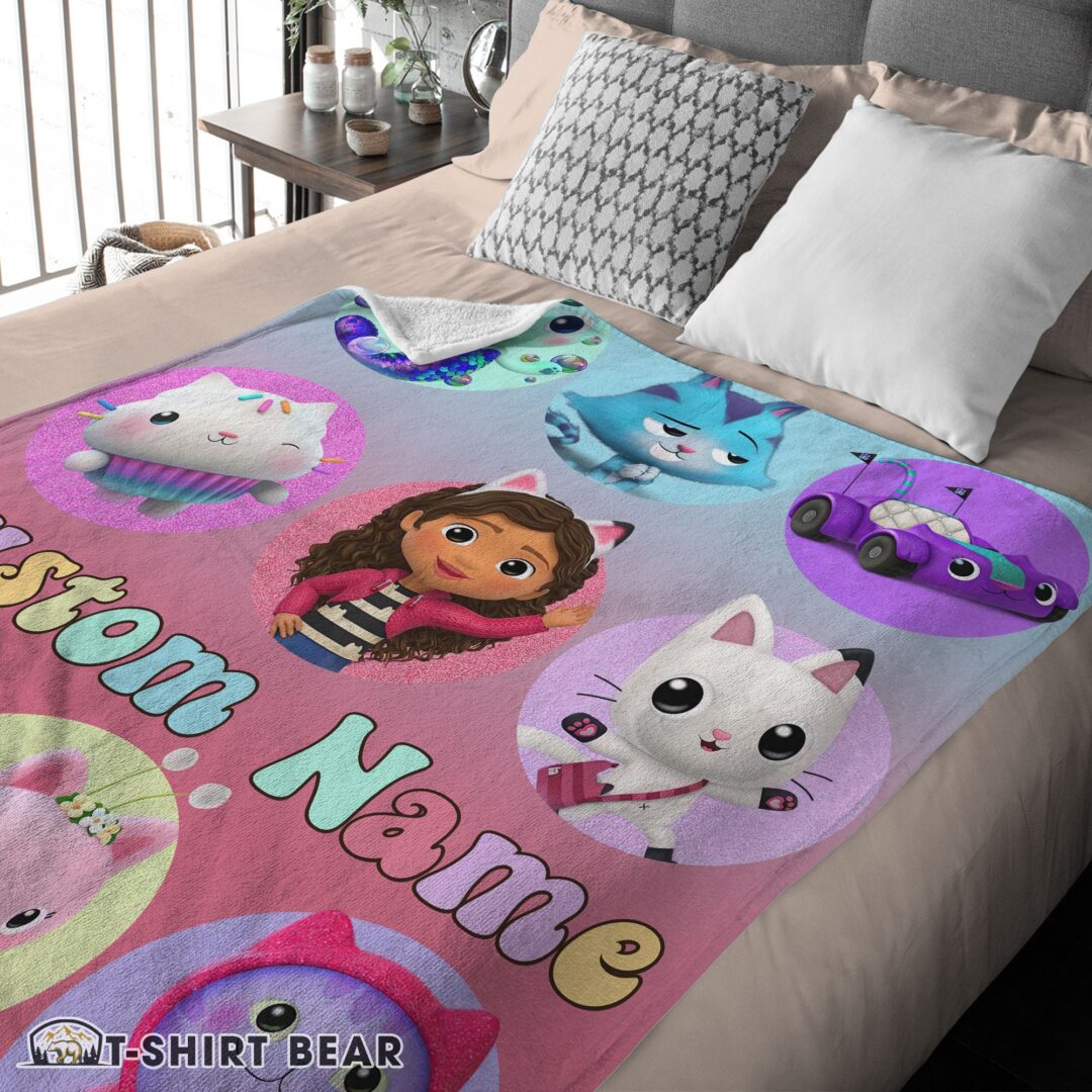 Cute Disney Gabby's Dollhouse Blanket Fleece Customized Blanket