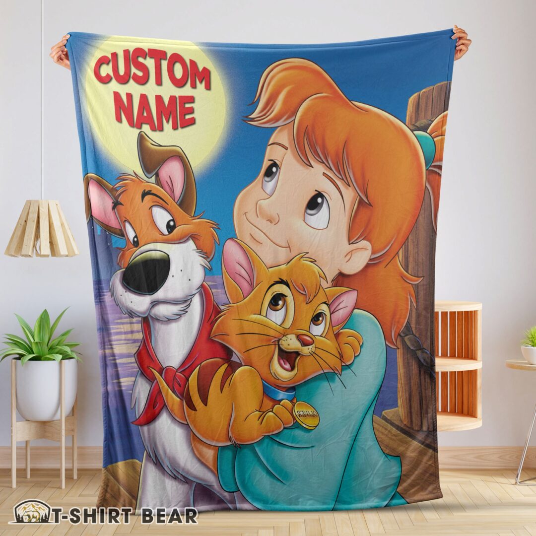 Cute Disney Oliver & Company Jenny Foxworth Oliver Dodger Blanket Fleece Customized Blanket-mk-01