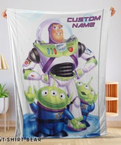 Cute Disney Pixar Buzz Lightyear And The Little Green Men Fleece Customized Blanket