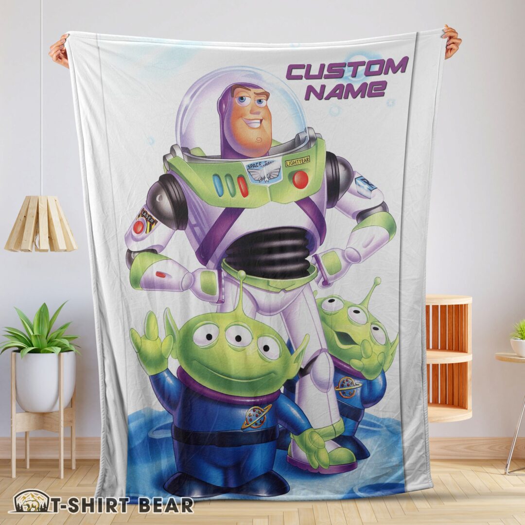 Cute Disney Pixar Buzz Lightyear And The Little Green Men Fleece Customized Blanket-mk-01