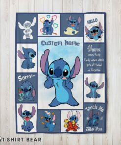 Cute Disney Playful Stitch Collage Blanket Fleece Customized Blanket