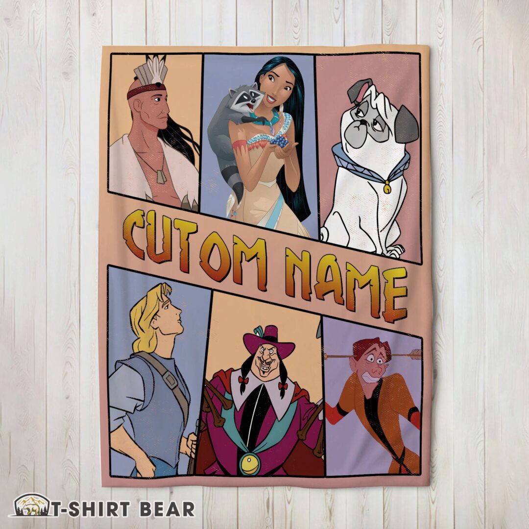 Cute Disney Pocahontas Meeko Percy John Smith Blanket Fleece Customized Blanket