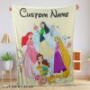 Cute Disney Princess Ariel Mulan Rapunzel Belle Princess Blanket Fleece Customized Blanket