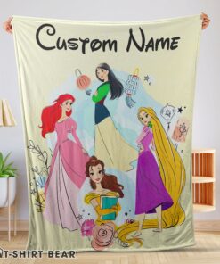 Cute Disney Princess Ariel Mulan Rapunzel Belle Princess Blanket Fleece Customized Blanket