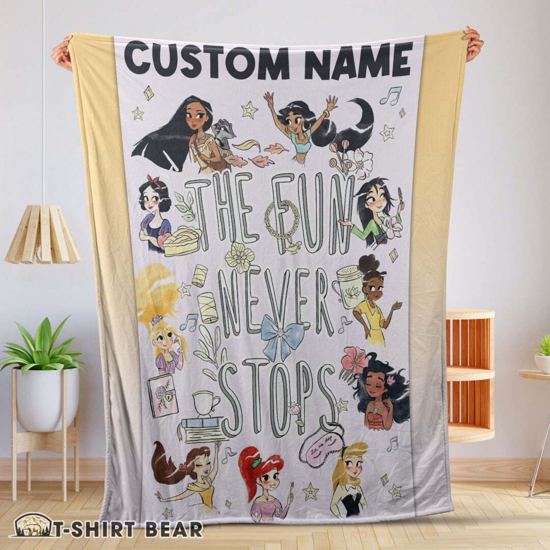 Cute Disney Princess The Fun Never Stops Blanket Fleece Customized Blanket