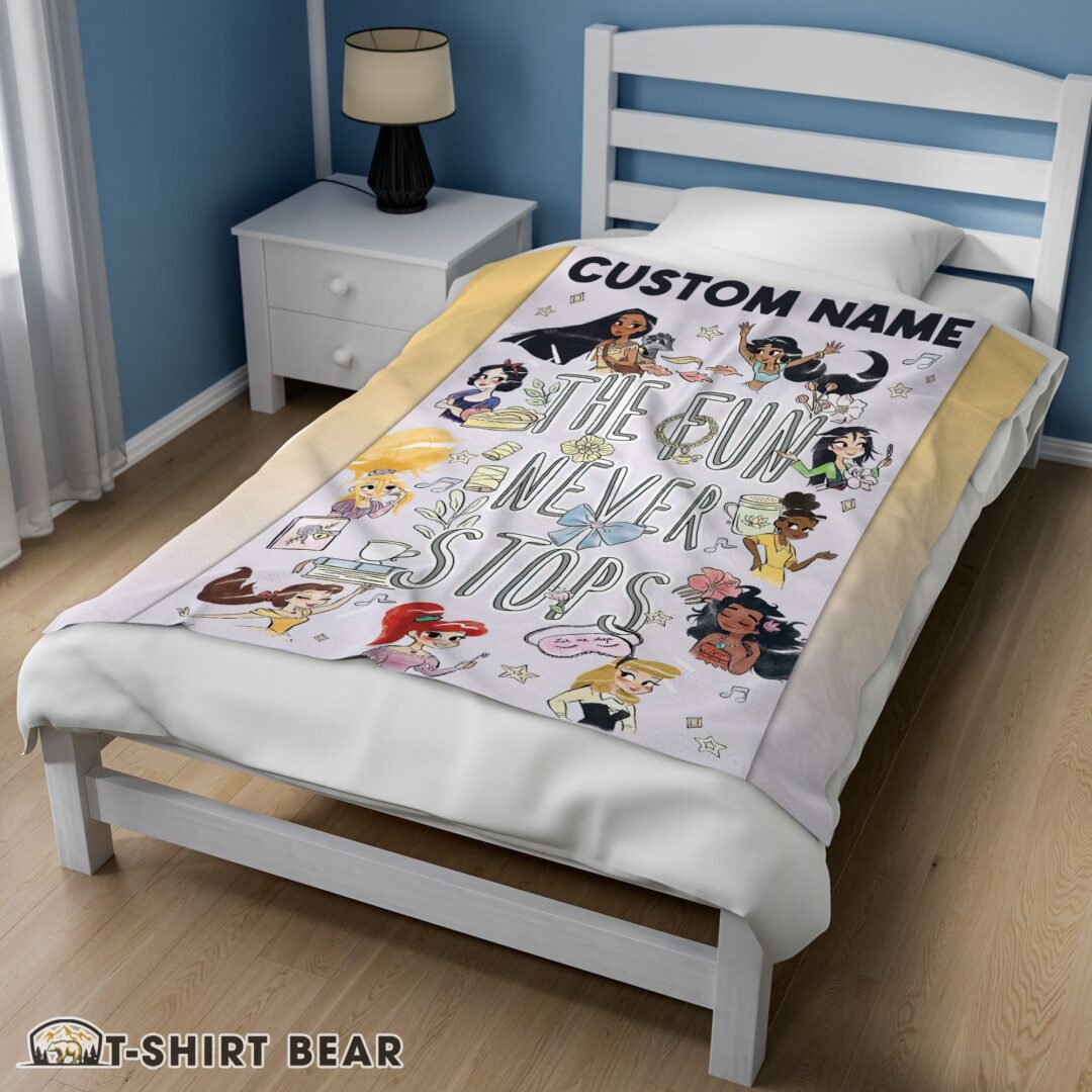 Cute Disney Princess The Fun Never Stops Blanket Fleece Customized Blanket