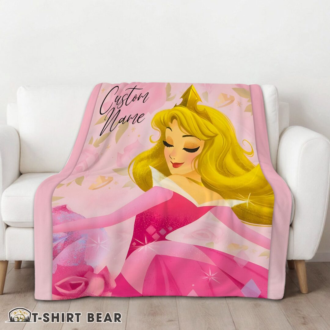 Cute Disney Sleeping Beauty Aurora Princess Blanket Fleece Customized Blanket