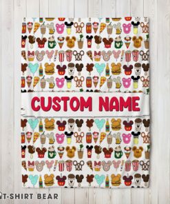 Cute Disney Snack Club Food Pattern Blanket Fleece Customized Blanket