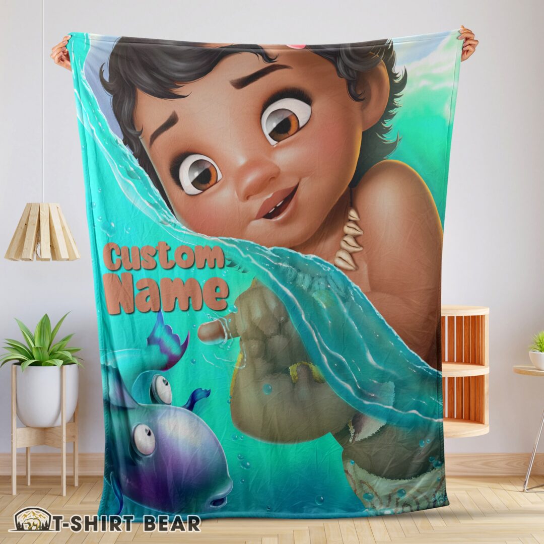 Cute Disney Toddler Moana Blanket Fleece Customized Blanket