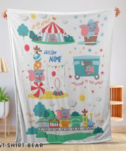 Cute Dumbo Personalized Minky Blanket Circus Elephant Nursery Blanket Fleece Customized Blanket