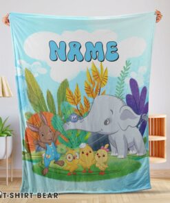 Cute Cute Elephant Safari Animal For Boys Customized Blanket