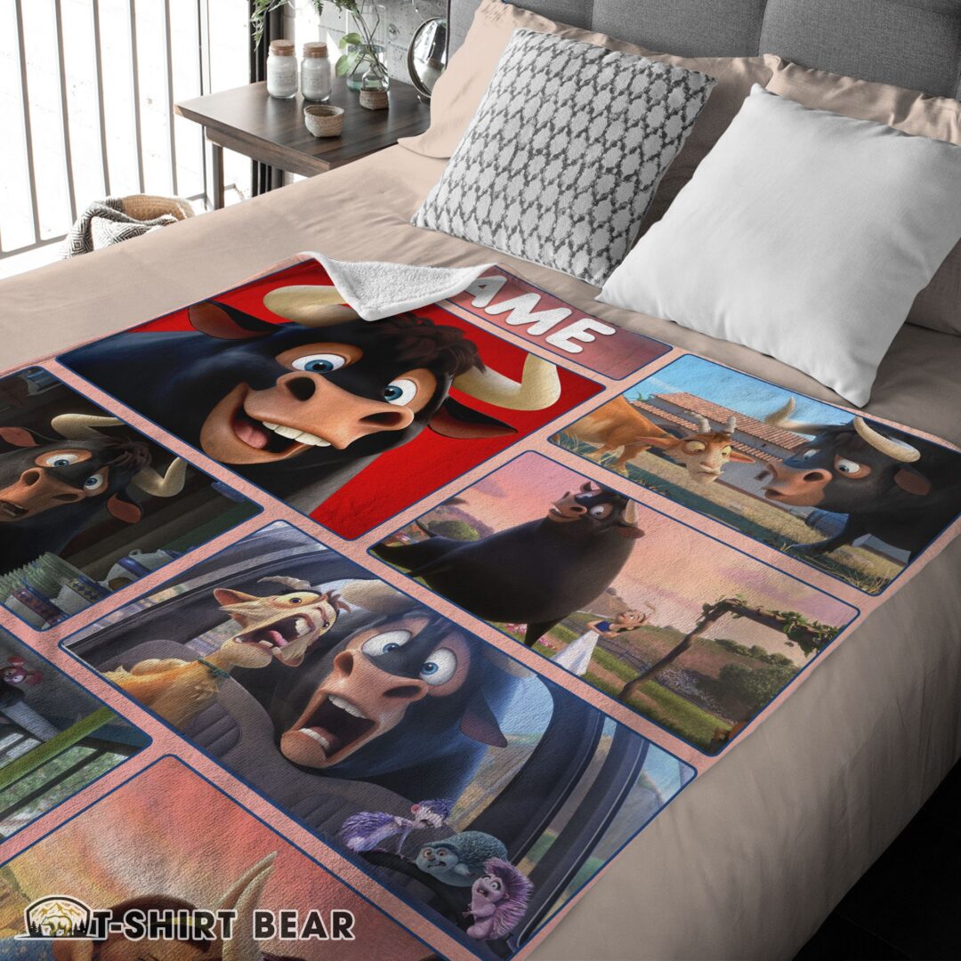 Cute Ferdinand And Friends The Gentle Bull's Journey Blanket Fleece Customized Blanket-mk-03