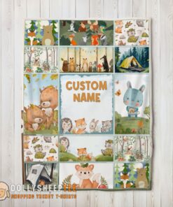 Cute Forest Animals Collage Whimsical Blanket Customized Blanket