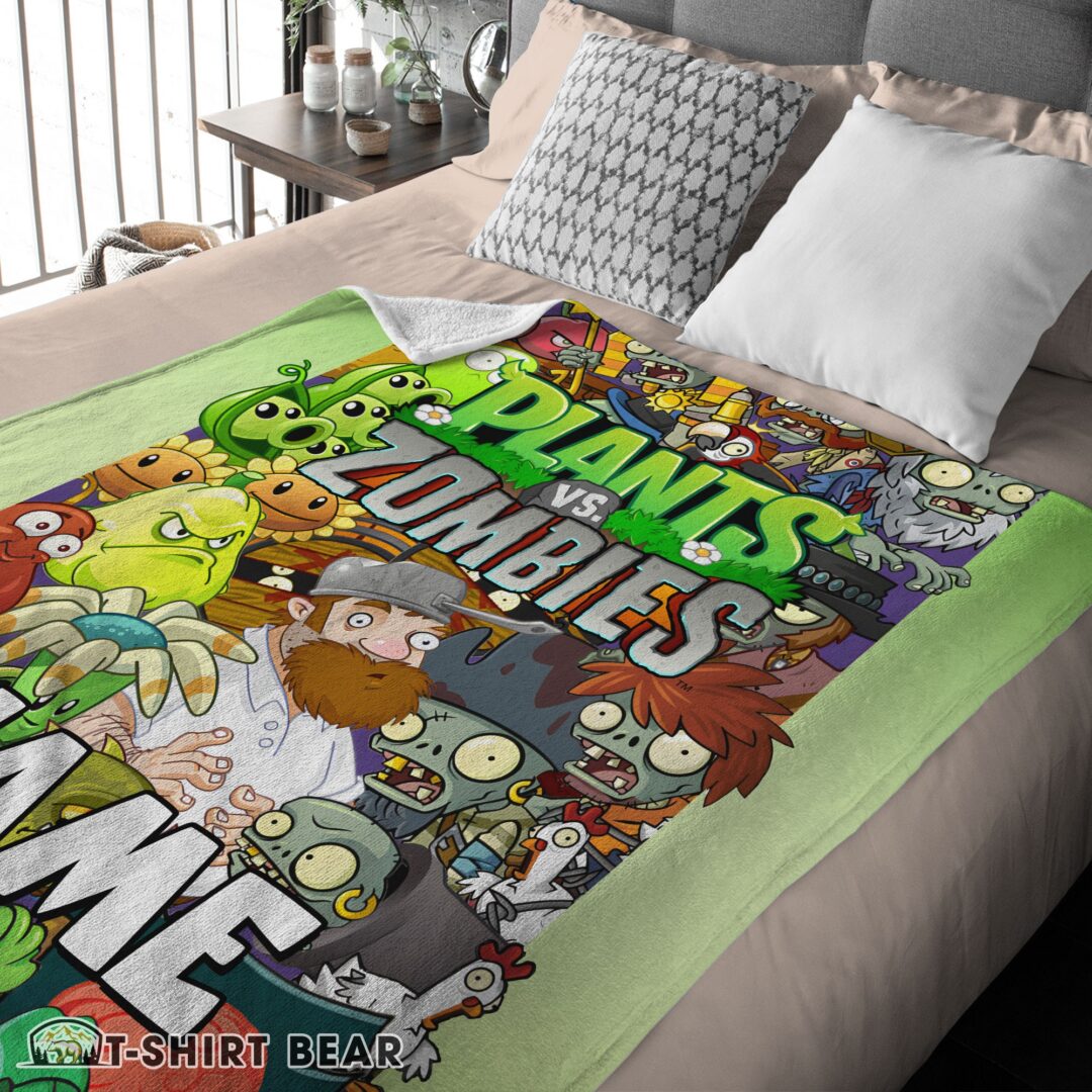 Cute Game Plants vs Zombies All Character Blanket Fleece Customized Blanket