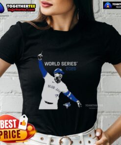 Cute George Springer Toronto Blue Jays MLB World Series 2025 player graphic on a ladies tee shirt.