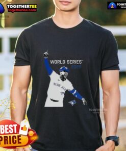 Alt Text: Cute George Springer Toronto Blue Jays MLB World Series 2025 graphic t-shirt featuring vibrant design and team logo.