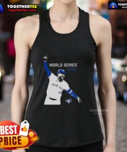 Cute George Springer Toronto Blue Jays MLB World Series 2025 player graphic tank top showcasing stylish baseball apparel.