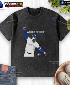 Alt Text: Cute George Springer Toronto Blue Jays MLB World Series 2025 player graphic on a washed t-shirt.