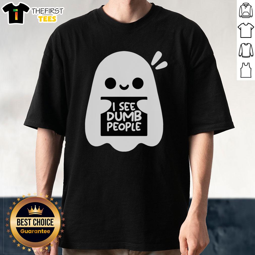 cute-ghost-i-see-dumb-people-t-shirt Alt Text: Cute ghost design on a 'I See Dumb People' T-shirt, perfect for Halloween and fun casual wear.