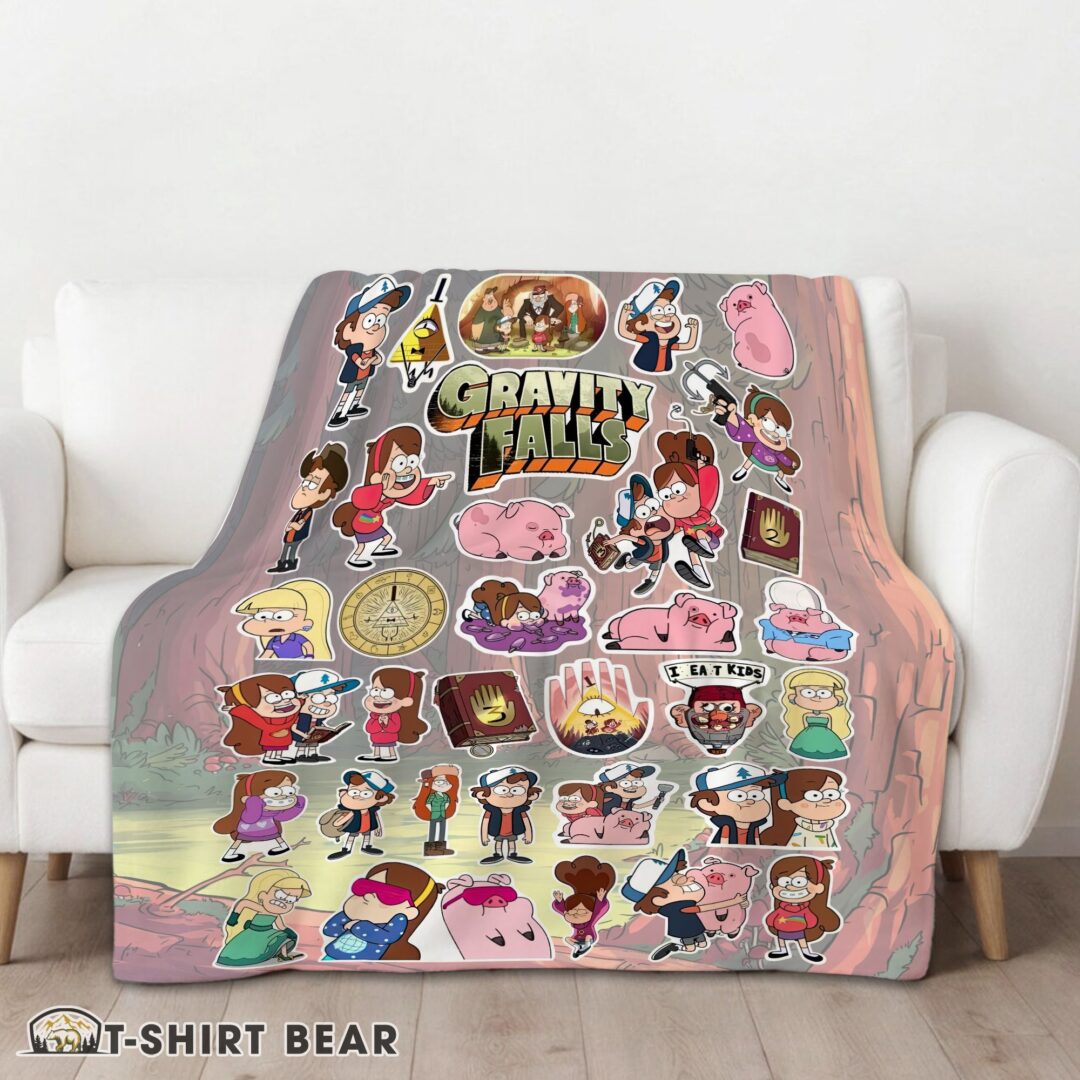 Cute Gravity Falls Dipper Mabel & Waddles Sticker Collage Blanket Fleece Customized Blanket-mk-01