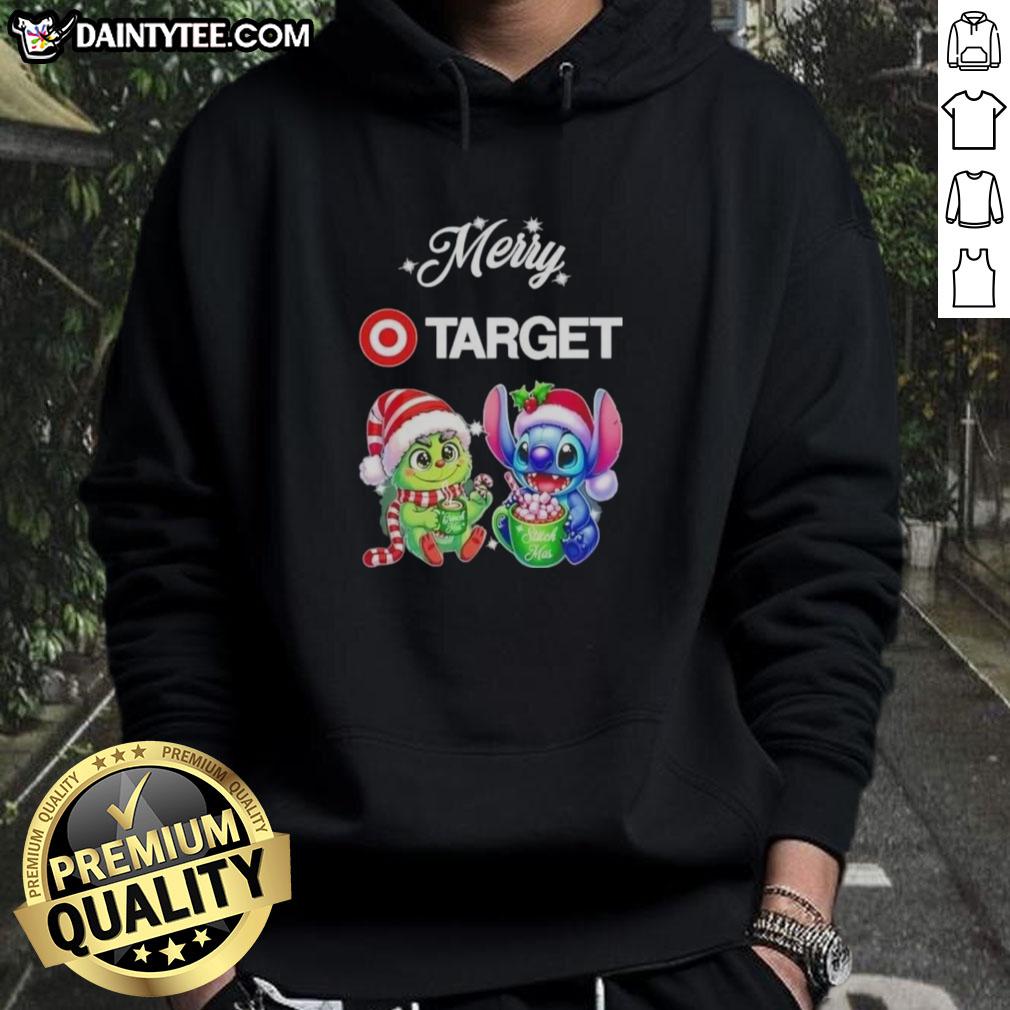 cute-grinch-and-stitch-x-target-merry-christmas-hoodie Alt Text: Cute Grinch and Stitch X Target Merry Christmas hoodie featuring festive designs and vibrant colors for holiday cheer.